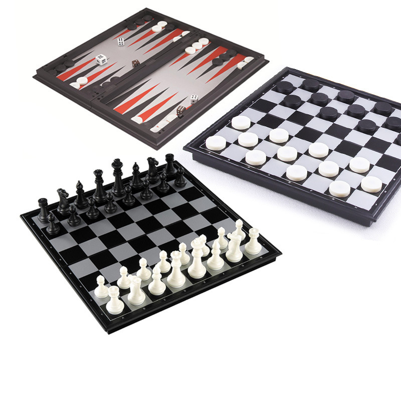 Board Game Yearbook - Foldable Magnetic Chess Checkers Backgammon Game